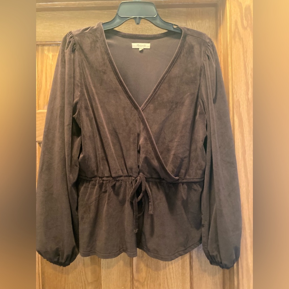 Madewell purple velvet long sleeve top